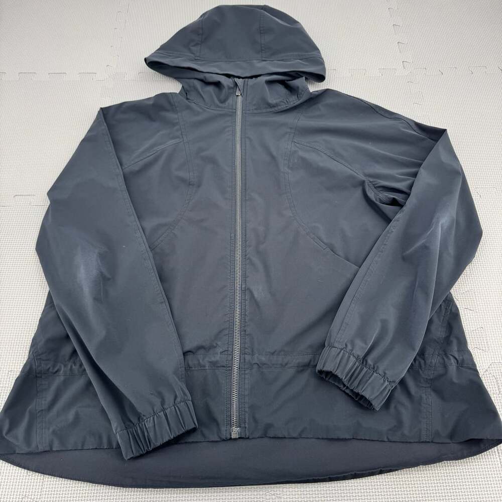 Lululemon Hooded Stretch Jacket Size 10 Black Full Zip Windbreaker